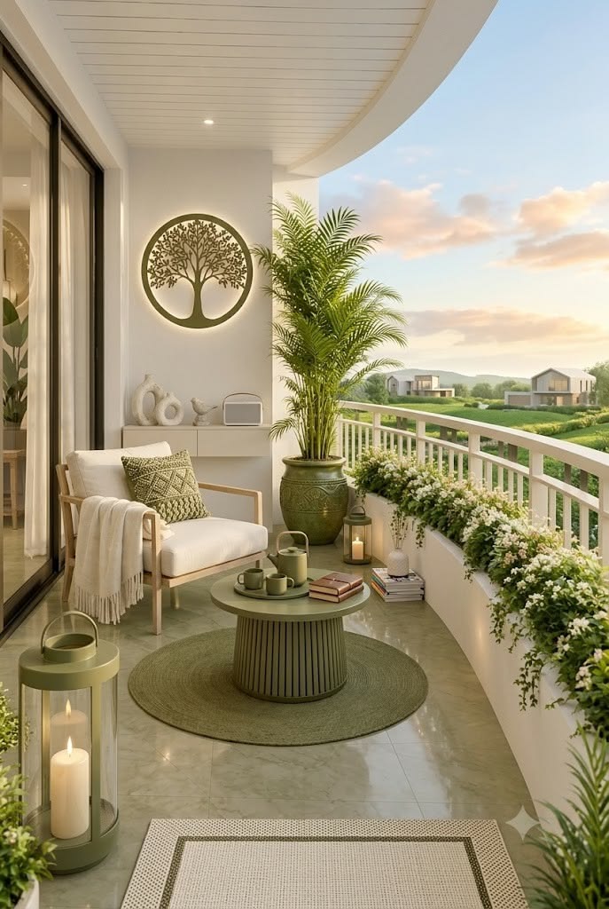 Cozy Balcony Lounge featuring Artificial Turf & Coffee Table #2
